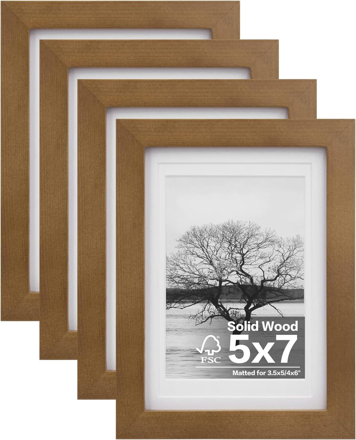 Egofine 11x14 Picture Frames with Plexiglass, Display Pictures 5x7/8x10 with Mat or 11x14 Without Mat Set of 4 for Tabletop and Wall Mounting, Carbonized Brown