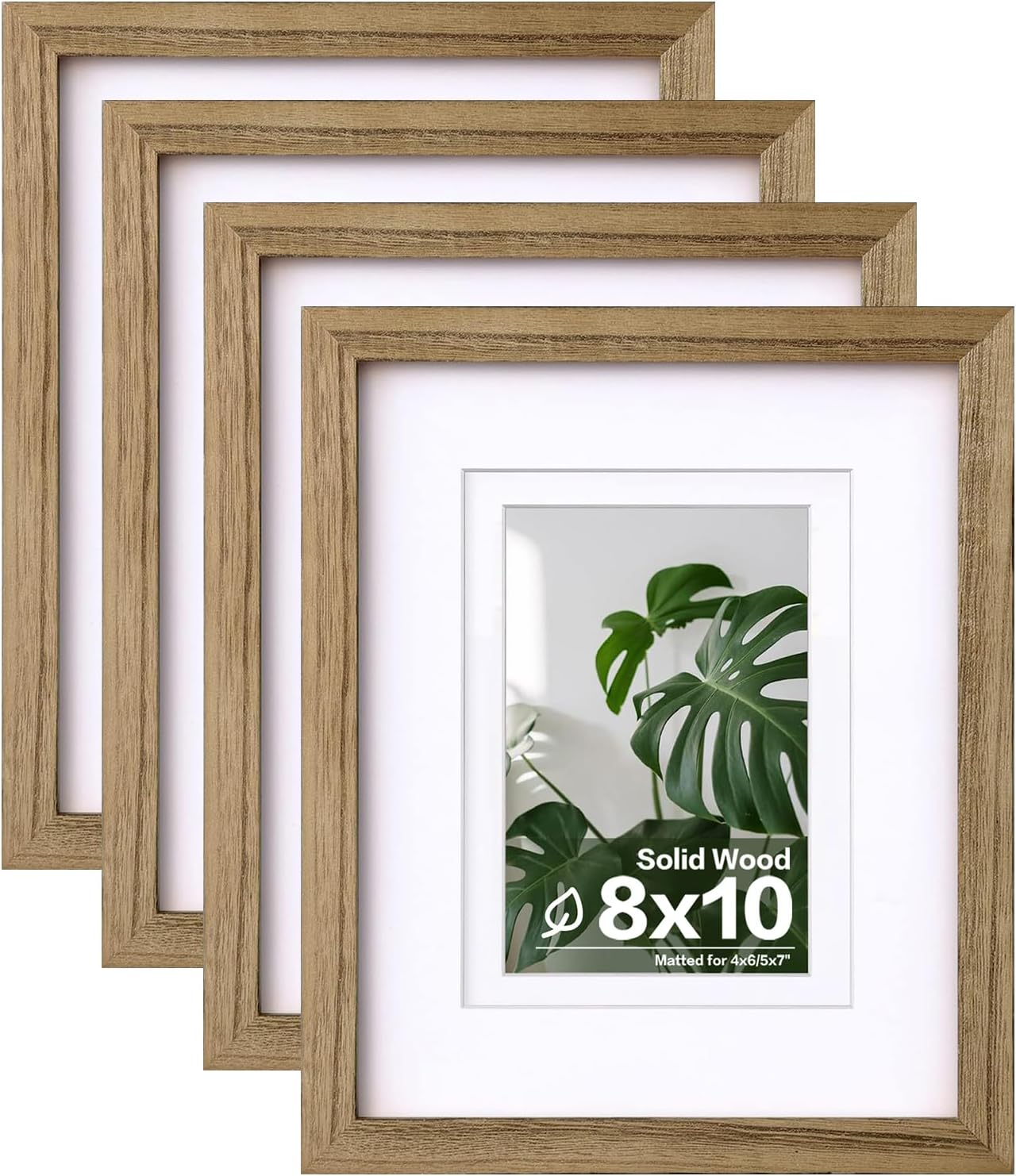 Egofine 11x14 Picture Frames with Plexiglass, Display Pictures 5x7/8x10 with Mat or 11x14 Without Mat Set of 4 for Tabletop and Wall Mounting, Carbonized Brown