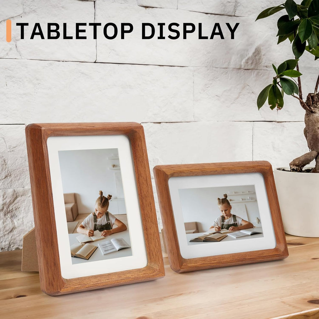 11x14 Picture Frame Set of 2 Natural Wood Photo Frames Display Pictures 8x10 with Mat or 11x14 without Mat Multi Photo Frames Collage for Wall or Tabletop Decor