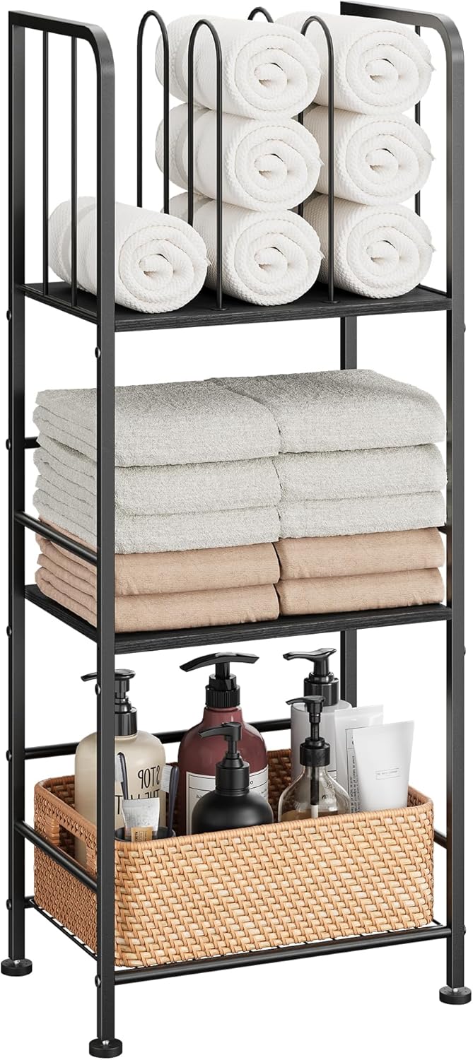 Towel Rack Free Standing 3-Tier M-Shaped Detachable Dividers, Durable Metal Towel Holder for Bathroom, Pool Towel Rack, Space-Saving Towel Storage Organizer, Modern Bath Towel Shelf Patent Pending