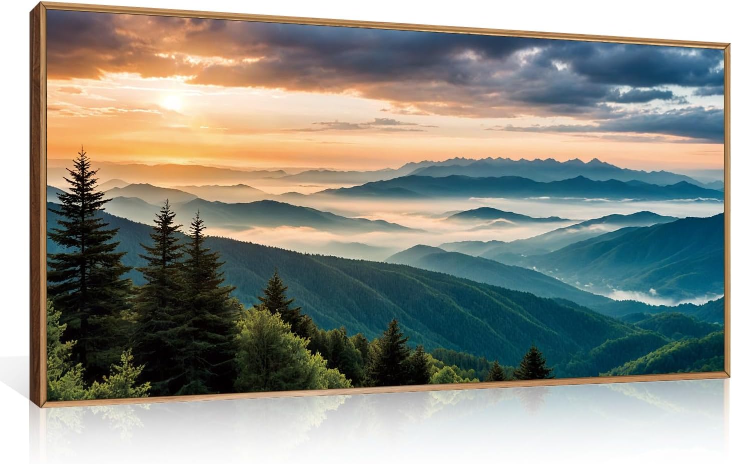 LHIUEM Large Nature Moody Floral Framed Canvas Wall Art,Abstract Dark Wall Decor,Wildflower Botanical Landscape Wall Painting,Picture Artwork for Living Room,Bedroom,Dining Room,Office -24"x36"x3