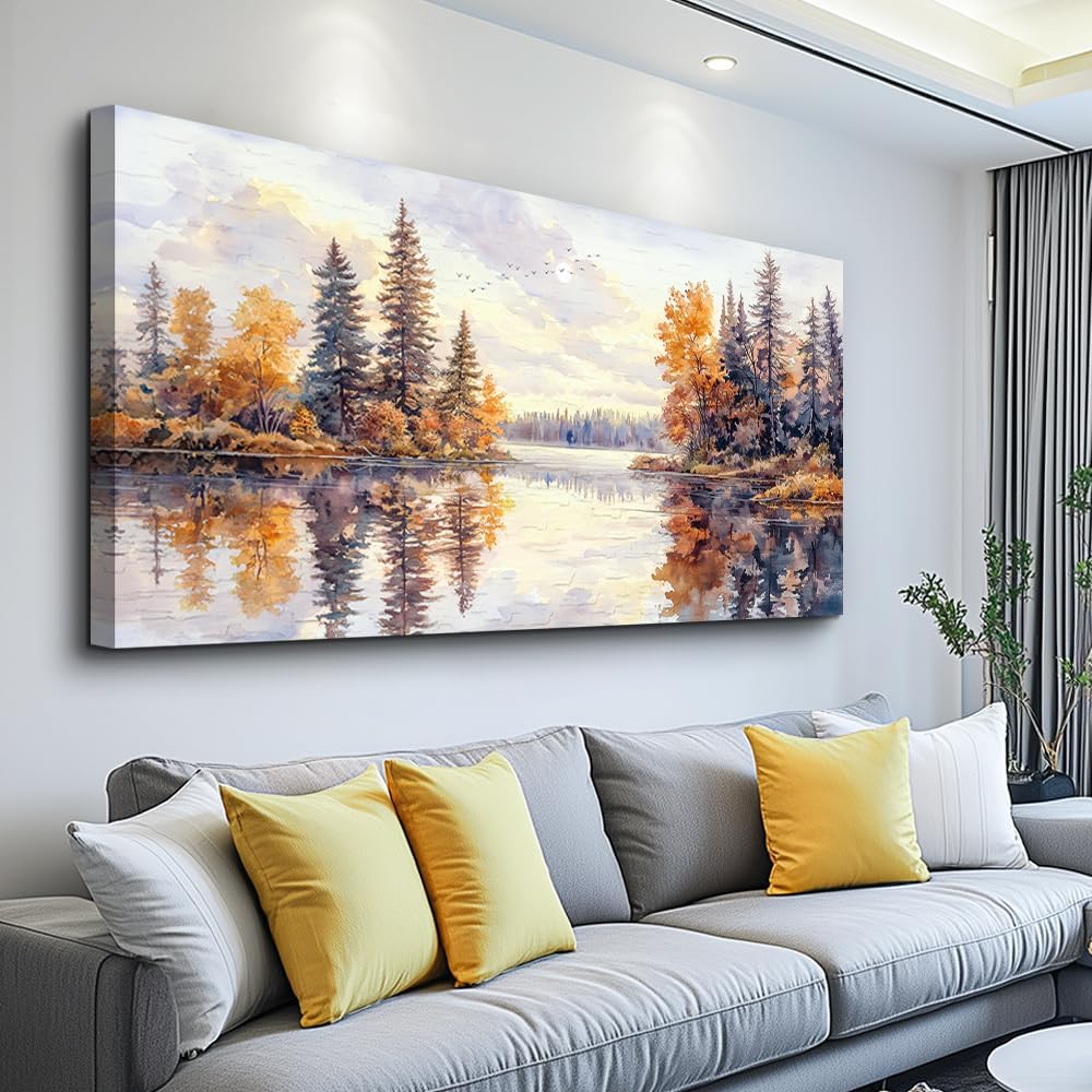 PHAOHUAXM Large Canvas Wall Art For Bedroom Wall Decorations For Living Room Office Decor Abstract Pictures White Flower Dining Room Painting Artwork Modern Framed Posters Home Decoration 24"x48"