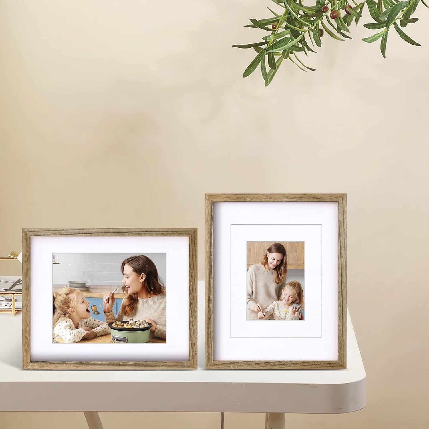 Egofine 11x14 Picture Frames with Plexiglass, Display Pictures 5x7/8x10 with Mat or 11x14 Without Mat Set of 4 for Tabletop and Wall Mounting, Carbonized Brown