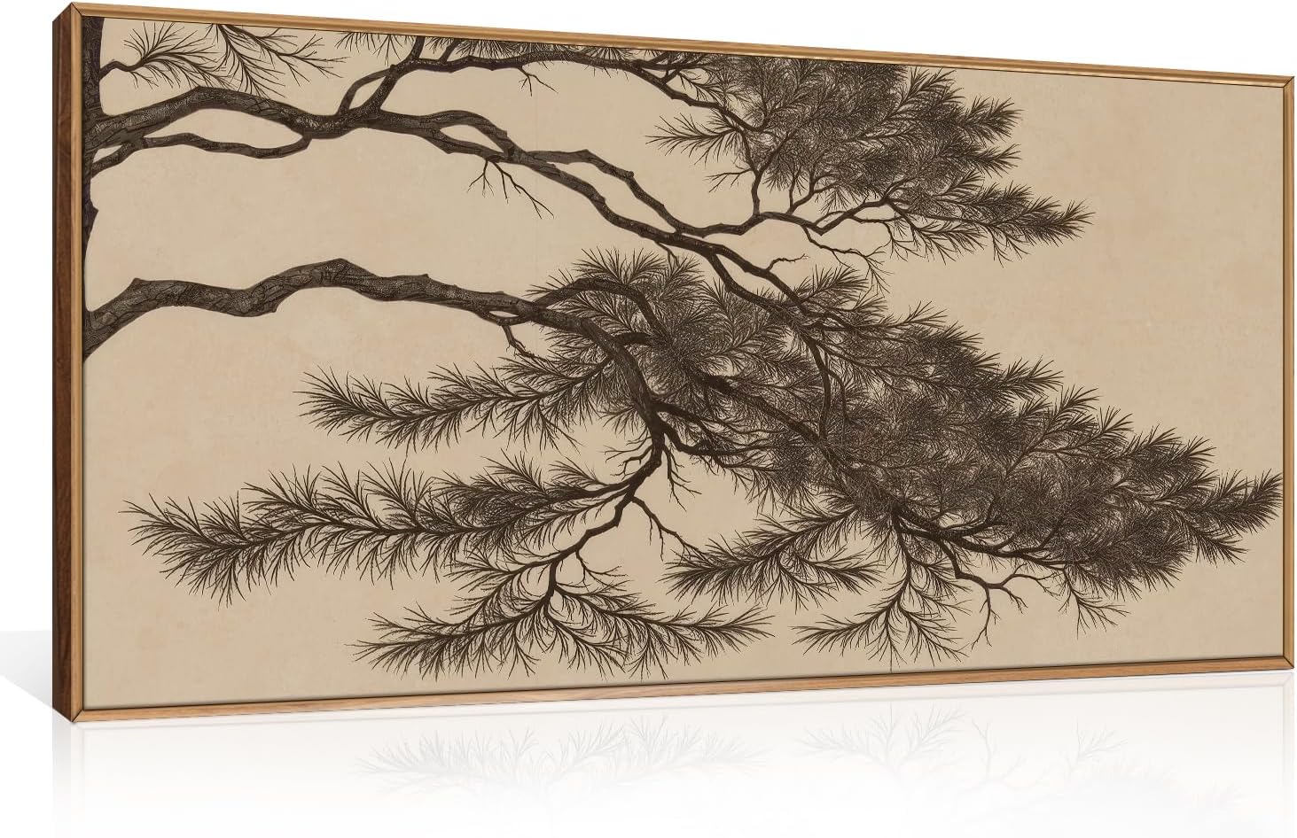 LHIUEM Large Nature Moody Floral Framed Canvas Wall Art,Abstract Dark Wall Decor,Wildflower Botanical Landscape Wall Painting,Picture Artwork for Living Room,Bedroom,Dining Room,Office -24"x36"x3