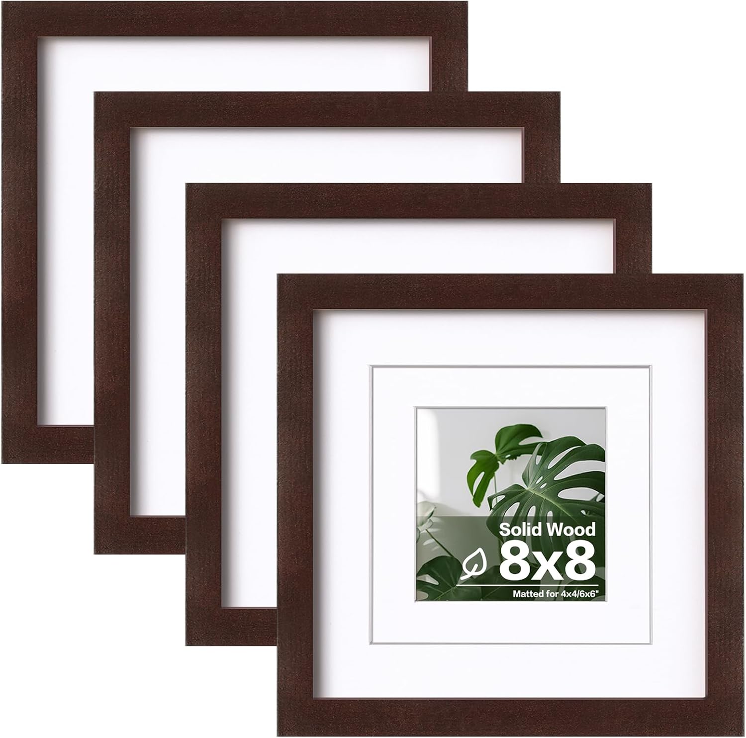 Egofine 11x14 Picture Frames with Plexiglass, Display Pictures 5x7/8x10 with Mat or 11x14 Without Mat Set of 4 for Tabletop and Wall Mounting, Carbonized Brown
