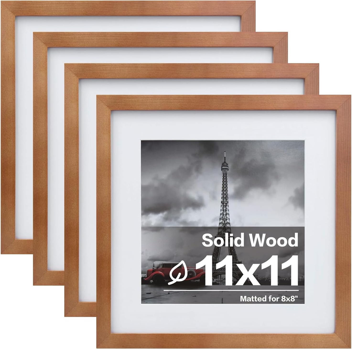 Egofine 11x14 Picture Frames with Plexiglass, Display Pictures 5x7/8x10 with Mat or 11x14 Without Mat Set of 4 for Tabletop and Wall Mounting, Carbonized Brown