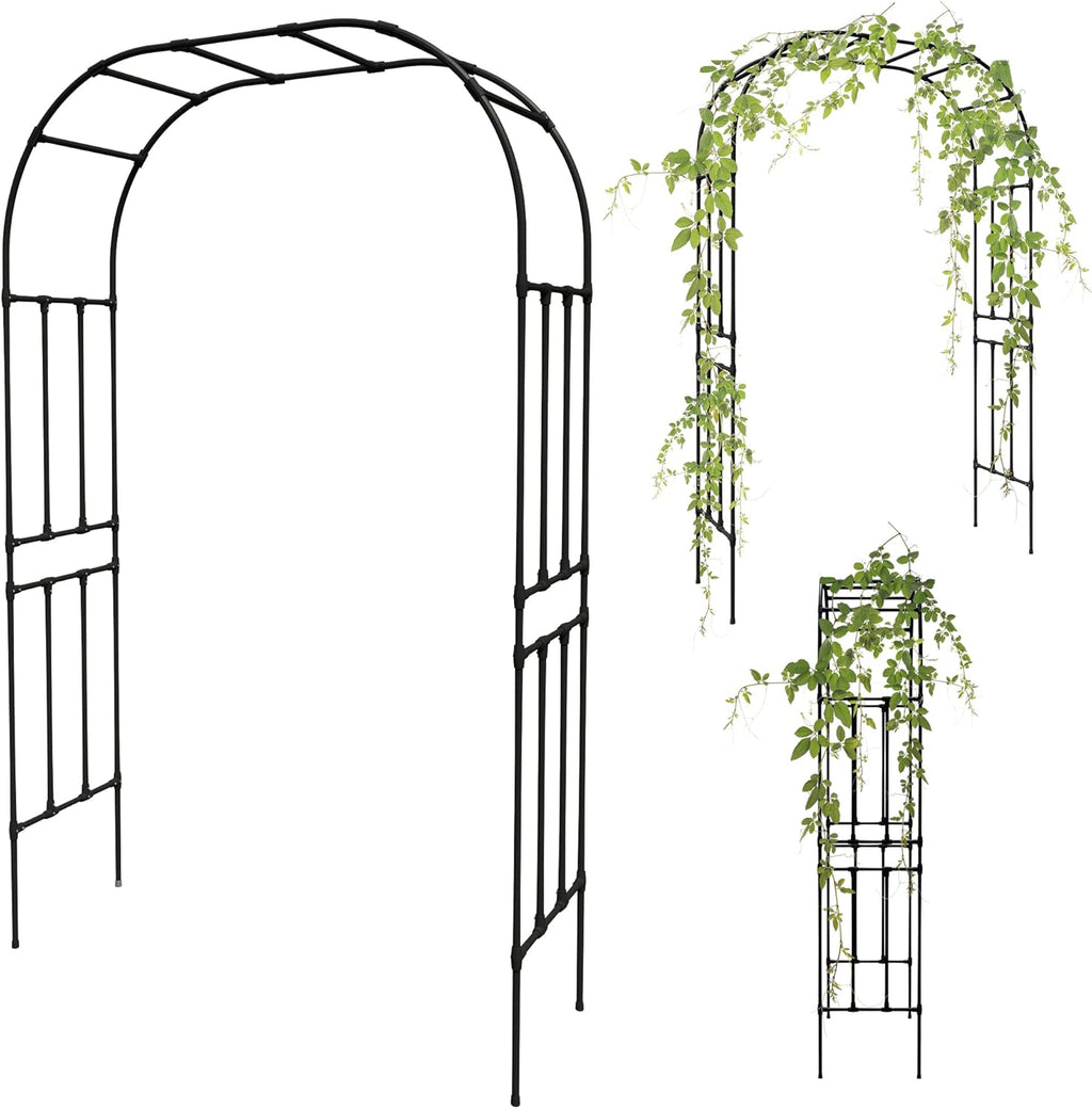 Olle Garden Arbor 95" High 59" Wide Easy to Assemble Wedding Arches for Ceremony Lightweight Garden Trellis Arch Garden Arch Trellis for Climbing Plants, Black