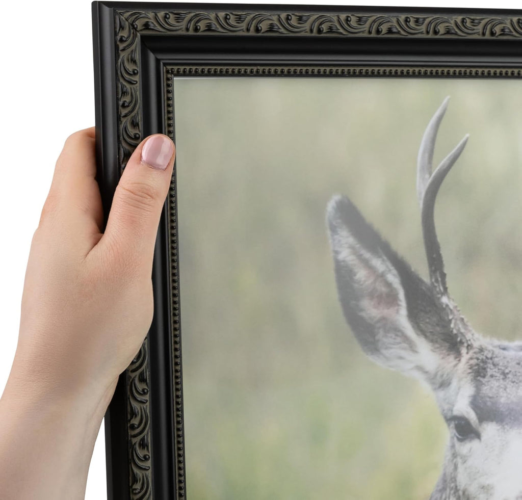 ArtToFrames 24x36 inch Black with Beads Wood Picture Frame, WOMD10188-24x36