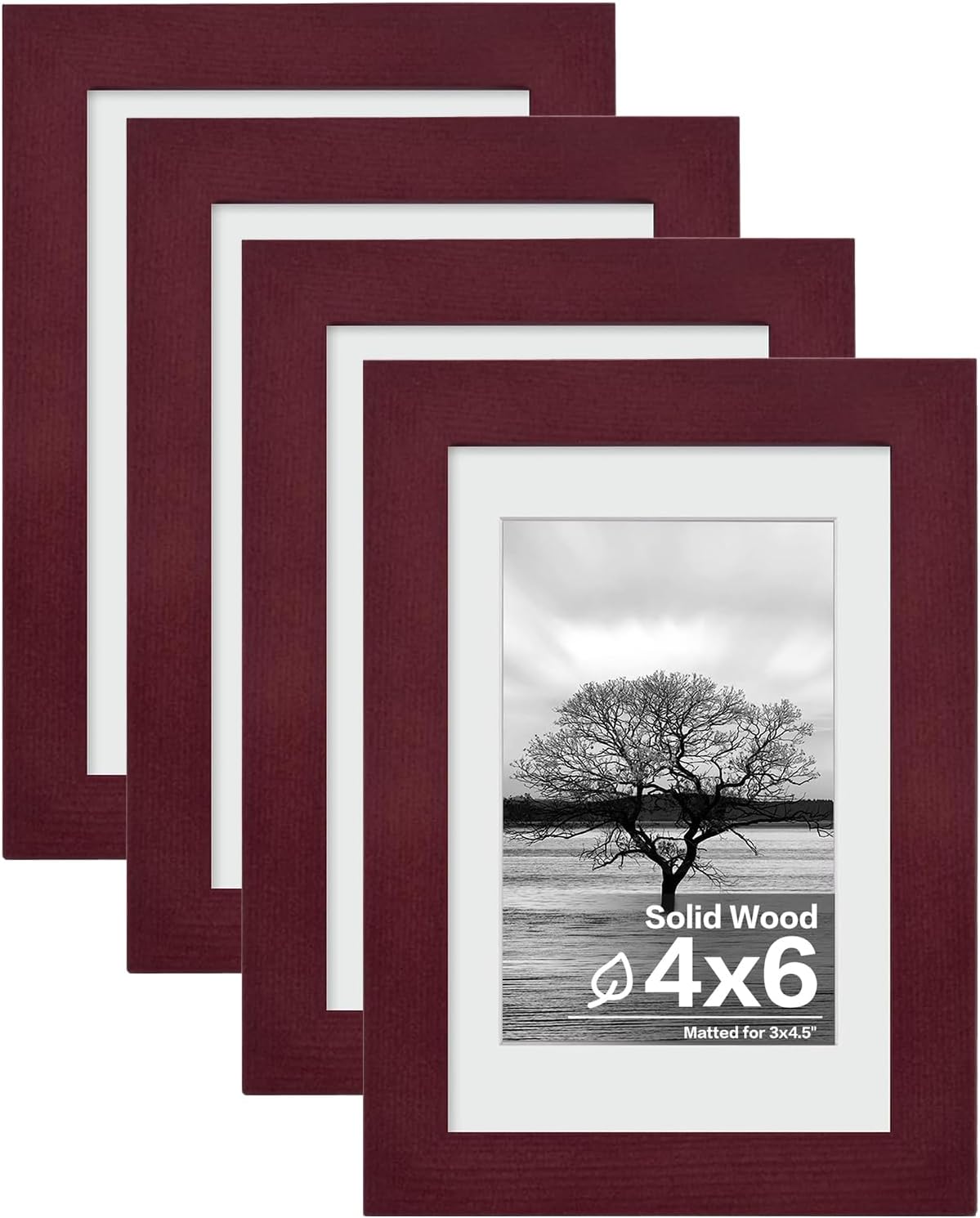 Egofine 11x14 Picture Frames with Plexiglass, Display Pictures 5x7/8x10 with Mat or 11x14 Without Mat Set of 4 for Tabletop and Wall Mounting, Carbonized Brown