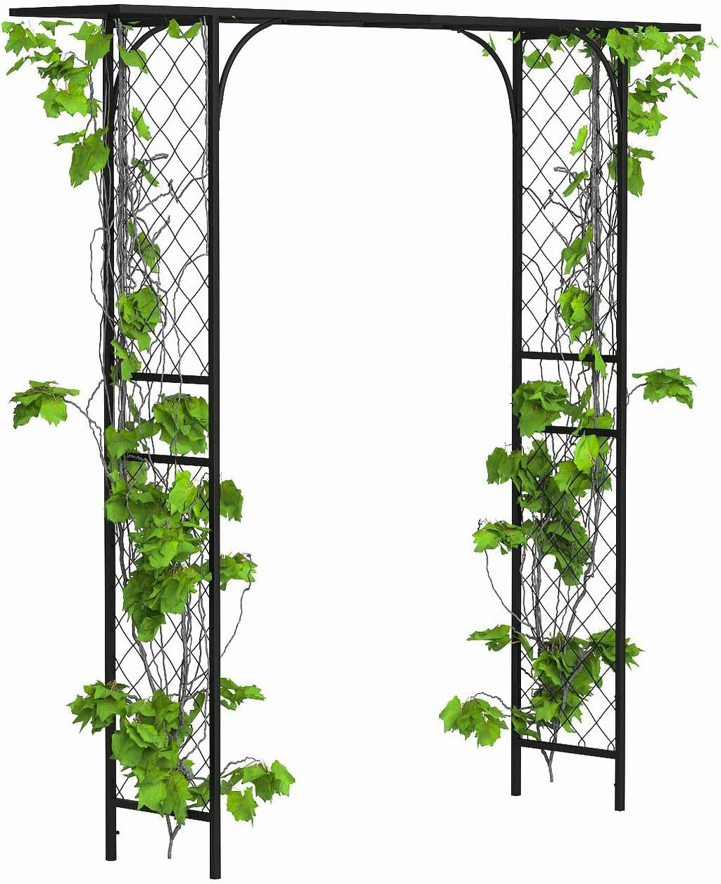 Zhongma Metal Garden Arbor with Planters, 83.5'' High x 90.5'' Wide, Outdoor Arch for Climbing Plant, Decorations Pergola with Plant Baskets …