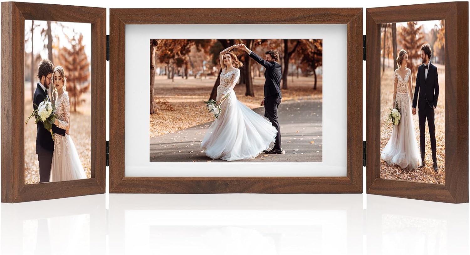 11x14 Picture Frame Set of 2 Natural Wood Photo Frames Display Pictures 8x10 with Mat or 11x14 without Mat Multi Photo Frames Collage for Wall or Tabletop Decor