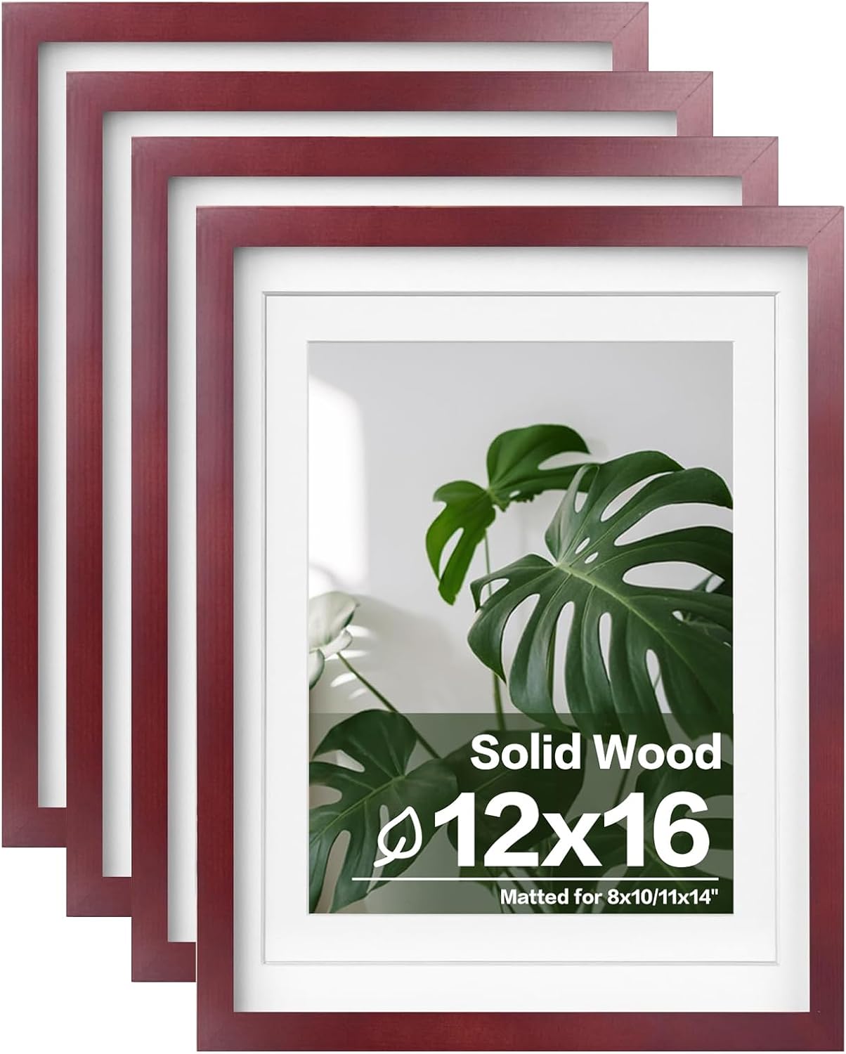 Egofine 11x14 Picture Frames with Plexiglass, Display Pictures 5x7/8x10 with Mat or 11x14 Without Mat Set of 4 for Tabletop and Wall Mounting, Carbonized Brown