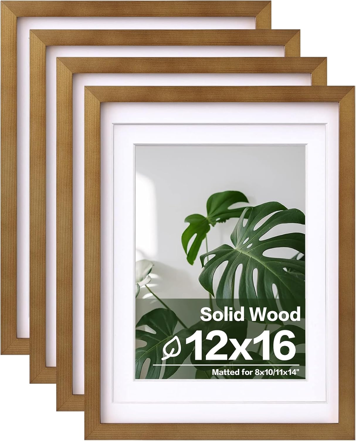 Egofine 11x14 Picture Frames with Plexiglass, Display Pictures 5x7/8x10 with Mat or 11x14 Without Mat Set of 4 for Tabletop and Wall Mounting, Carbonized Brown