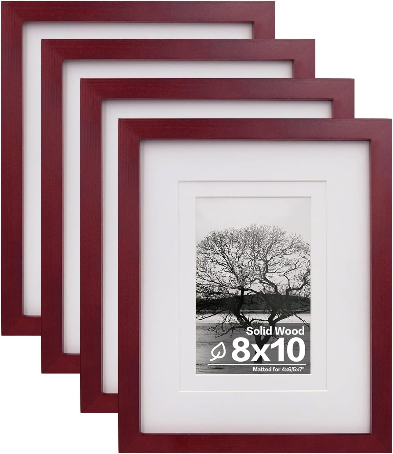 Egofine 11x14 Picture Frames with Plexiglass, Display Pictures 5x7/8x10 with Mat or 11x14 Without Mat Set of 4 for Tabletop and Wall Mounting, Carbonized Brown
