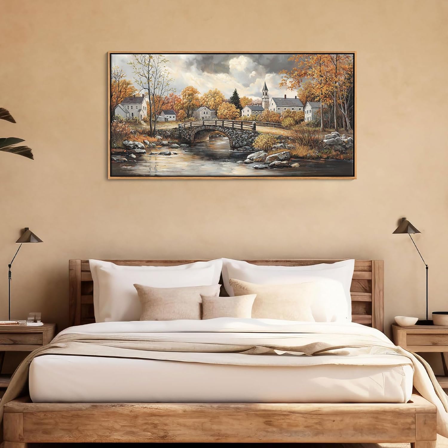 Canvas Wall Art for Living Room - Bridge Paintings Wall Decor Rustic Farmhouse Scenery Wall Pictures for Bedroom French Country Decor Country Style Bedroom Accent Landscape Artwork for Walls 20×40IN