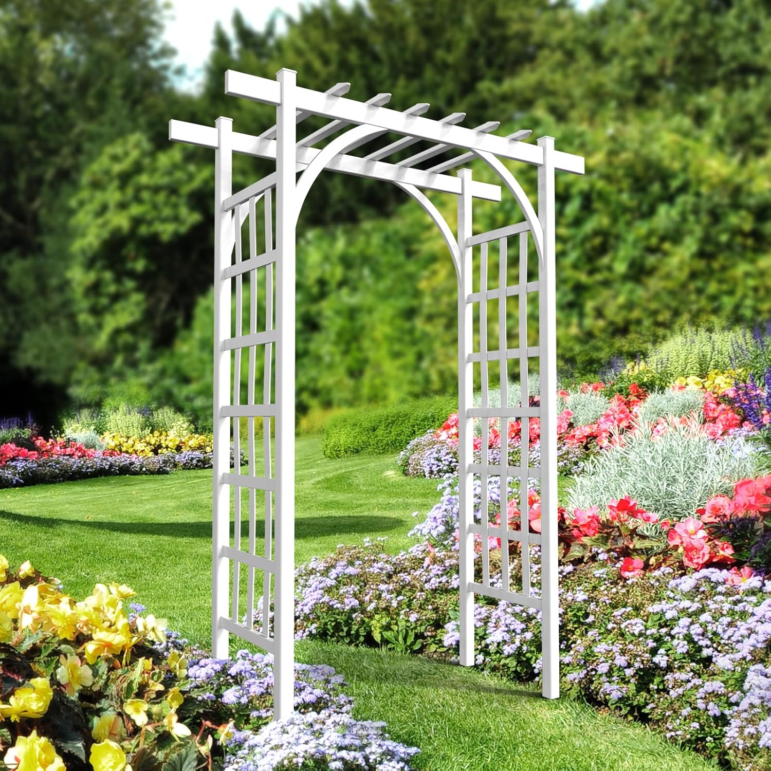 VINGLI Garden Arbor, PVC Wedding Arch for Ceremony Party, Garden Trellis for Climbing Plants Outdoor, Arch Backdrop Stand for Garden, Backyard, Wedding, Lawn (Black)