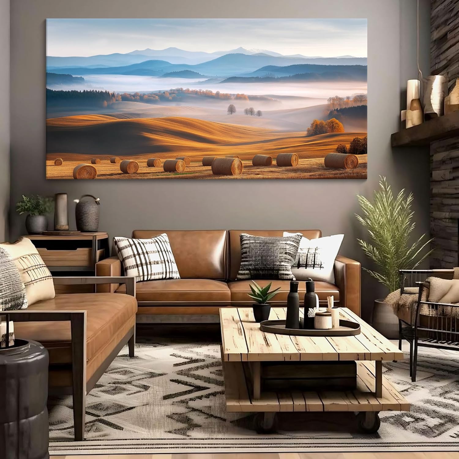 Canvas Wall Art for Living Room - Bridge Paintings Wall Decor Rustic Farmhouse Scenery Wall Pictures for Bedroom French Country Decor Country Style Bedroom Accent Landscape Artwork for Walls 20×40IN