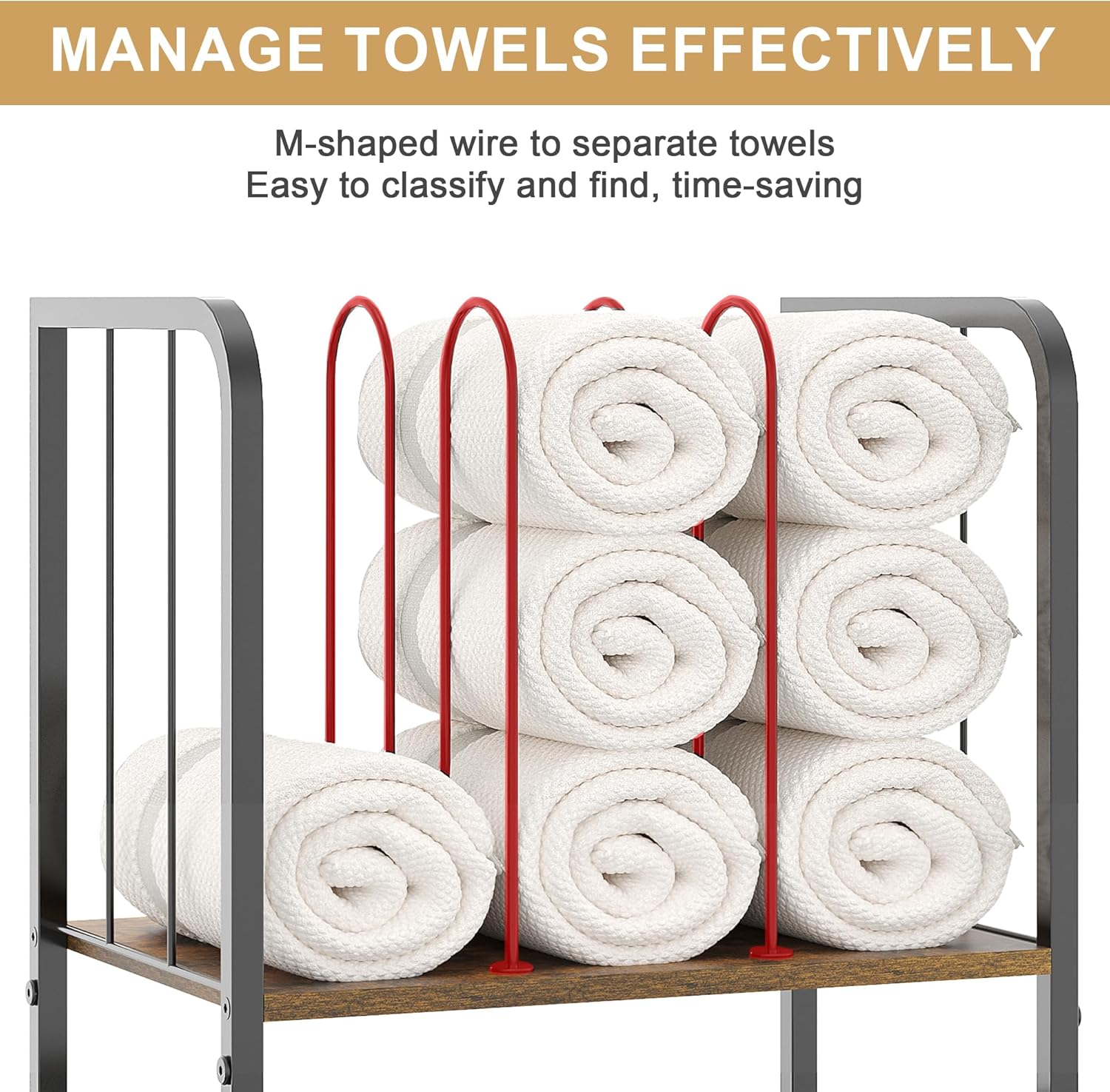 Towel Rack Free Standing 3-Tier M-Shaped Detachable Dividers, Durable Metal Towel Holder for Bathroom, Pool Towel Rack, Space-Saving Towel Storage Organizer, Modern Bath Towel Shelf Patent Pending
