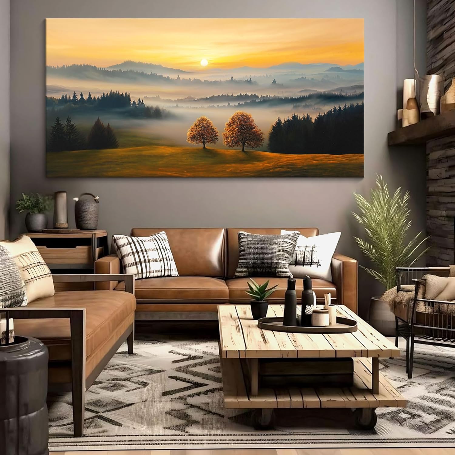 Canvas Wall Art for Living Room - Bridge Paintings Wall Decor Rustic Farmhouse Scenery Wall Pictures for Bedroom French Country Decor Country Style Bedroom Accent Landscape Artwork for Walls 20×40IN