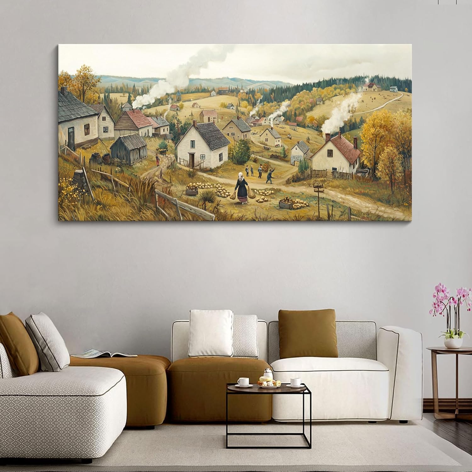 Canvas Wall Art for Living Room - Bridge Paintings Wall Decor Rustic Farmhouse Scenery Wall Pictures for Bedroom French Country Decor Country Style Bedroom Accent Landscape Artwork for Walls 20×40IN