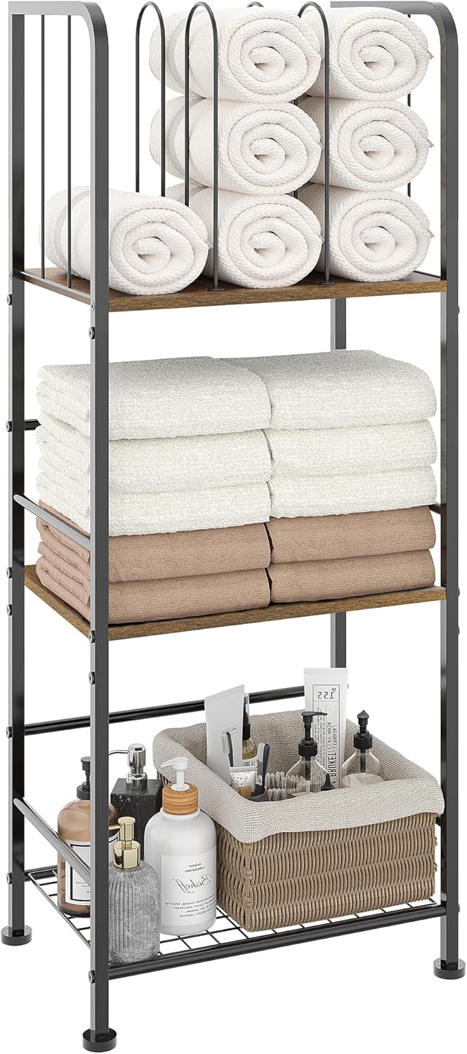 Towel Rack Free Standing 3-Tier M-Shaped Detachable Dividers, Durable Metal Towel Holder for Bathroom, Pool Towel Rack, Space-Saving Towel Storage Organizer, Modern Bath Towel Shelf Patent Pending