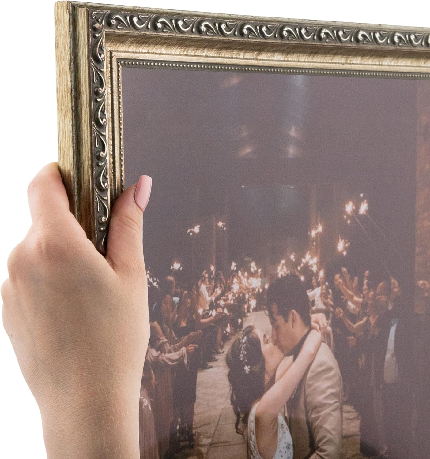 ArtToFrames 24x36 inch Black with Beads Wood Picture Frame, WOMD10188-24x36