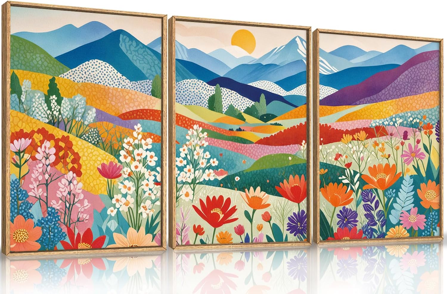 LHIUEM Large Nature Moody Floral Framed Canvas Wall Art,Abstract Dark Wall Decor,Wildflower Botanical Landscape Wall Painting,Picture Artwork for Living Room,Bedroom,Dining Room,Office -24"x36"x3