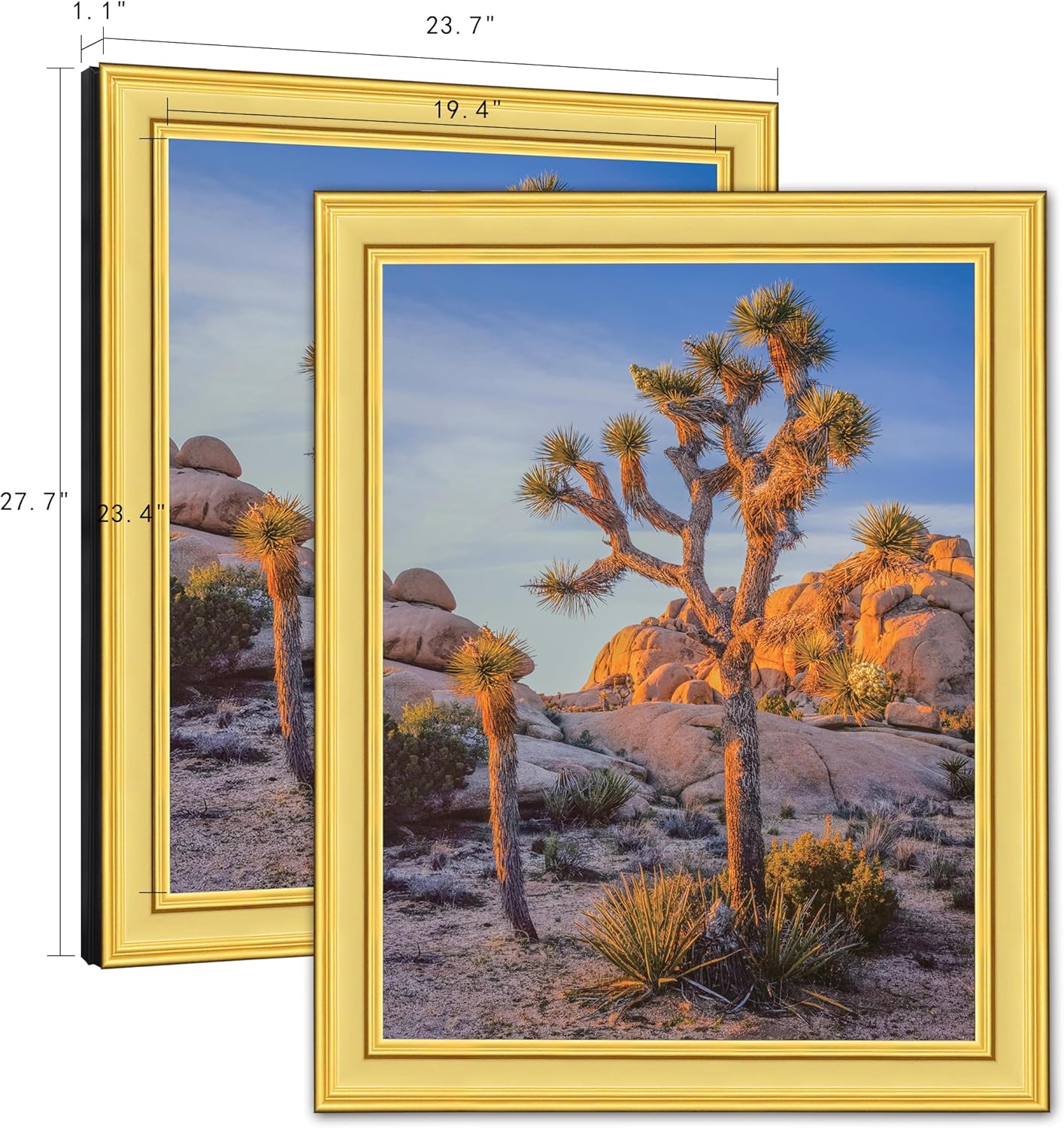 20x24 Distressed Black & Gold Ornate Antique Picture Frame – Vintage Wall Frame for 20x24 Photos, No Mat – Decorative Baroque Style for Home or Gallery Display